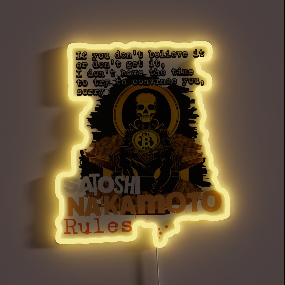 SATOSHI NAKAMOTO RULES RGB Neon Sign SATOSHI NAKAMOTO RULES RGB Neon Sign