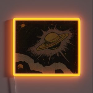 Saturn And Stars Vintage Comic Anime RGB Neon Sign