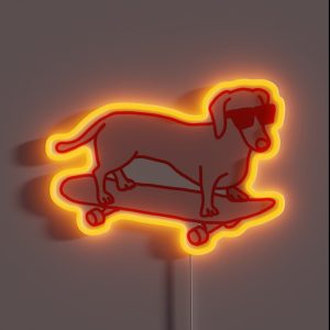 Sausage Dog On A Skateboard RGB Neon Sign