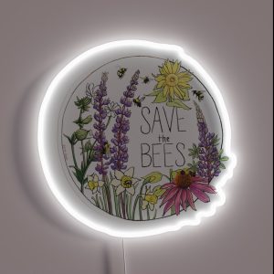 Save The Bees Circle RGB Neon Sign