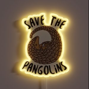 Save The Pangolins Curled Up Pangolin RGB Neon Sign