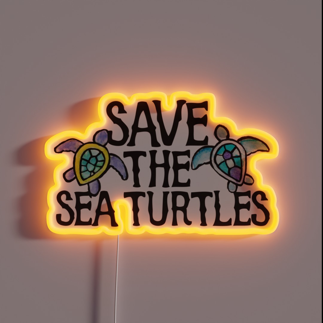 Save The Sea Turtles RGB Neon Sign Save The Sea Turtles RGB Neon Sign