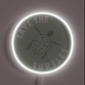 Save The Turtles Badge RGB Neon Sign