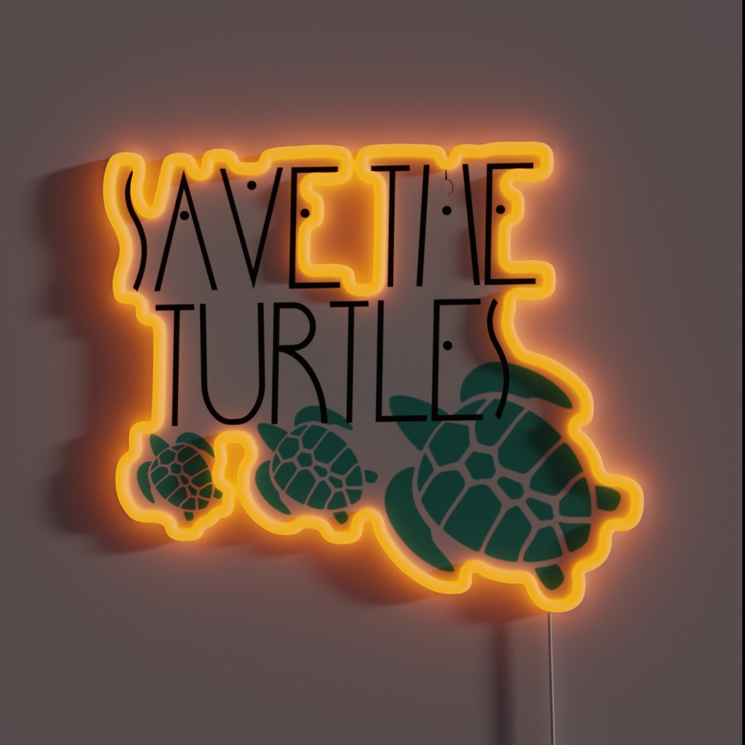 Save The Turtles RGB Neon Sign Save The Turtles RGB Neon Sign