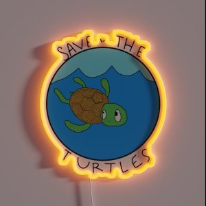 Save The Turtles RGB Neon Sign Save The Turtles RGB Neon Sign