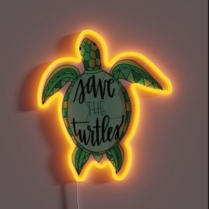 SAVE THE TURTLES Teal Greens RGB Neon Sign SAVE THE TURTLES Teal Greens RGB Neon Sign