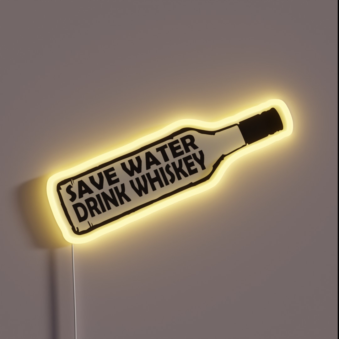 Save Water Drink Whiskey RGB Neon Sign Save Water Drink Whiskey RGB Neon Sign