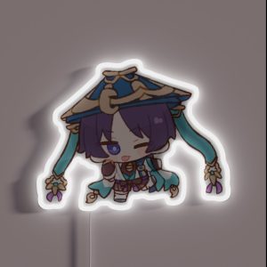 Scaramouche Wonderer Vagabondo Chibi Kawaii Genshin Impact RGB Neon Sign Scaramouche Wonderer Vagabondo Chibi Kawaii Genshin Impact RGB Neon Sign