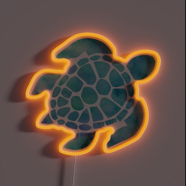 Sea Turtle Watercolor Blue RGB Neon Sign