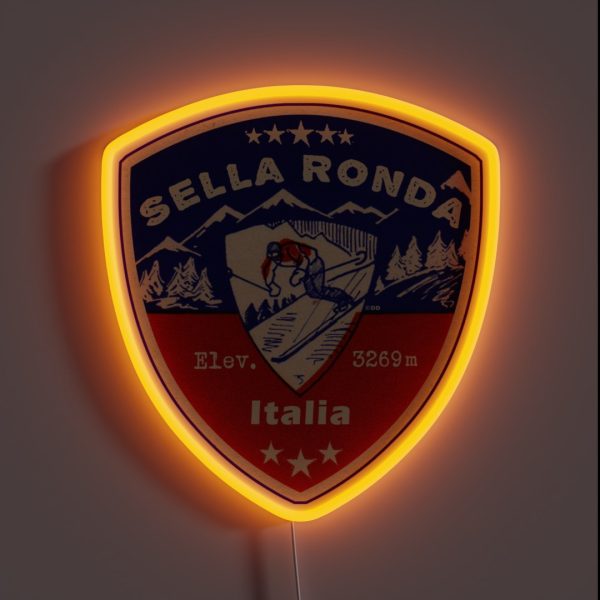 Sella Ronda Italy Skiing Ski Mountains Skier RGB Neon Sign