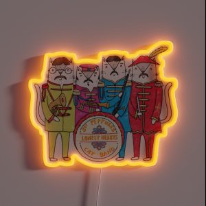 SGT Peppurr S Lonely Hearts Cats Band RGB Neon Sign