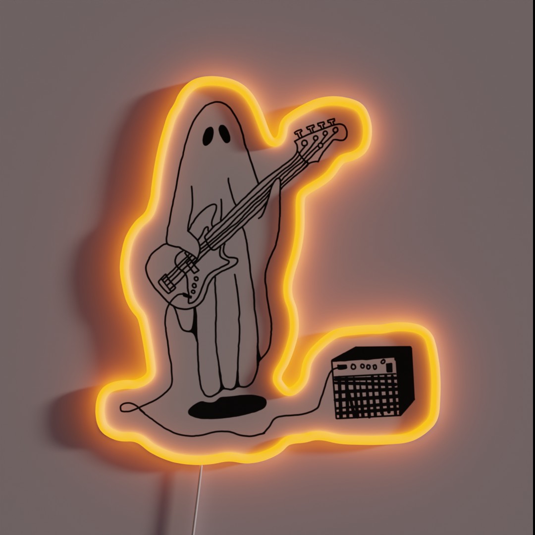 Sheet Ghost Playing Bass RGB Neon Sign Sheet Ghost Playing Bass RGB Neon Sign