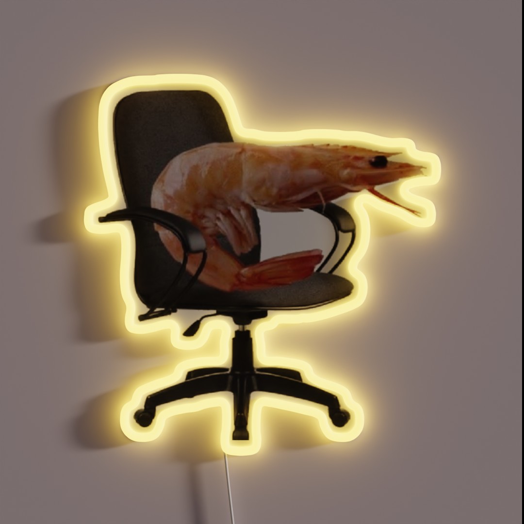 Shrimp On Desk Chair RGB Neon Sign Shrimp On Desk Chair RGB Neon Sign