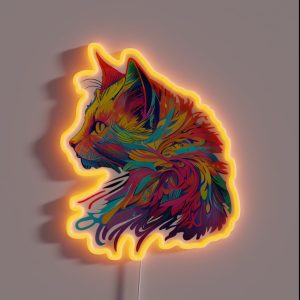 Side View Rainbow Inspired Cat RGB Neon Sign Side View Rainbow Inspired Cat RGB Neon Sign