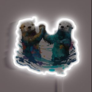 Significant Otters Otters Holding Hands RGB Neon Sign