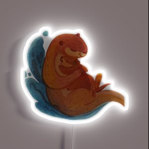 Significant Otters Otters Holding Hands RGB Neon Sign
