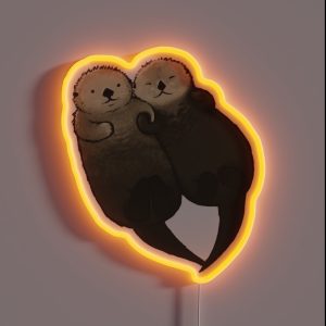 Significant Otters Otters Holding Hands RGB Neon Sign