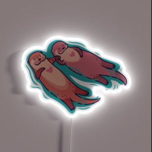 Significant Otters Otters Holding Hands RGB Neon Sign