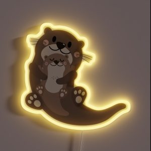 Significant Otters Otters Mom Holding Each Other RGB Neon Sign