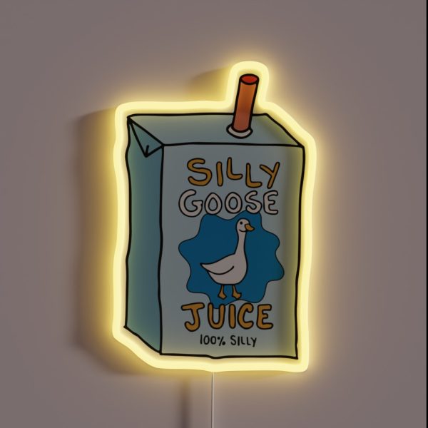 Silly Goose Juice Handdrawn 2 RGB Neon Sign