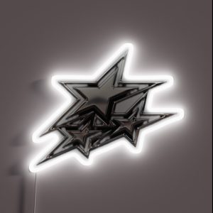 Silver Chrome Stars RGB Neon Sign