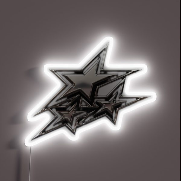 Silver Chrome Stars RGB Neon Sign