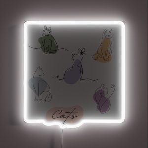 Simple Lined And Colored Cats RGB Neon Sign Simple Lined And Colored Cats RGB Neon Sign
