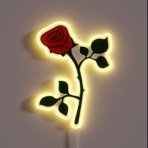 Single Opened Red Rose Bud RGB Neon Sign