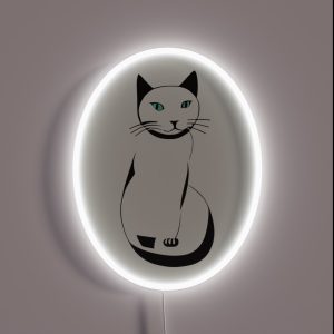 Sitting Cat Cat Lovers Simple Line Drawing RGB Neon Sign
