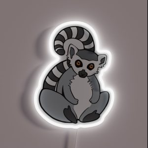 Sitting Ring Tailed Lemur RGB Neon Sign