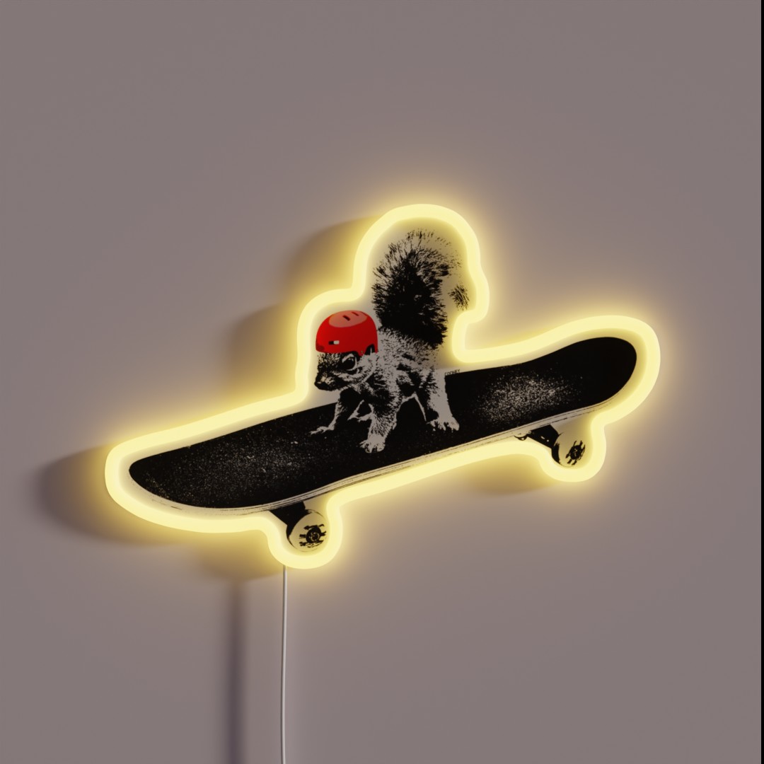 Skateboard Squirrel RGB Neon Sign Skateboard Squirrel RGB Neon Sign