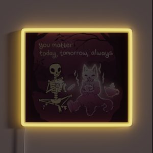 Skeleton And Ghost Tea Party RGB Neon Sign