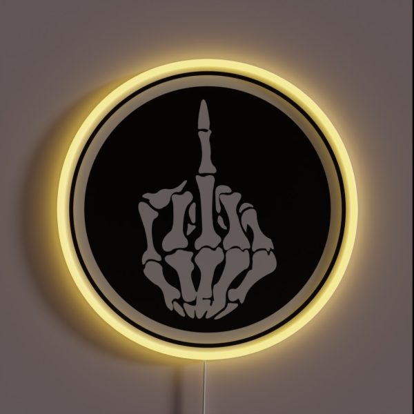 Skeleton Finger Funny Hard Hat RGB Neon Sign
