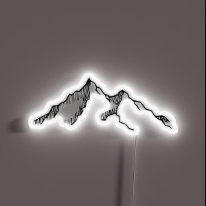 Ski And Hiking Mountain Sketch RGB Neon Sign