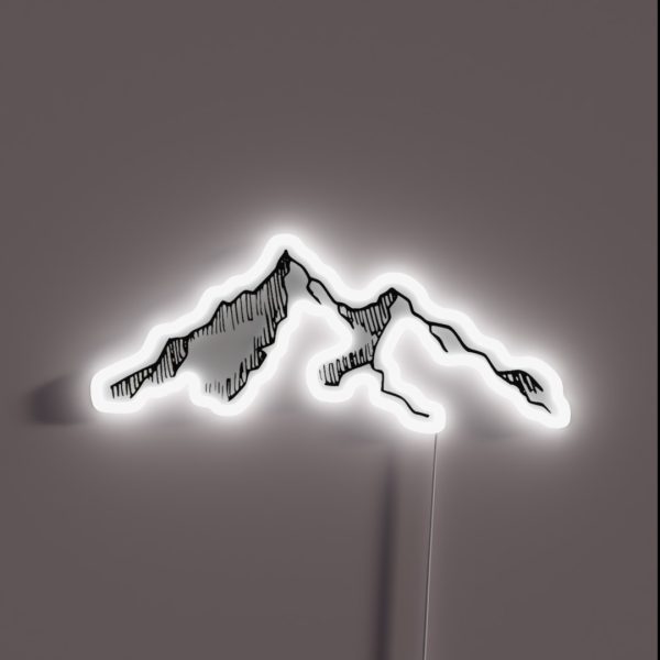 Ski And Hiking Mountain Sketch RGB Neon Sign