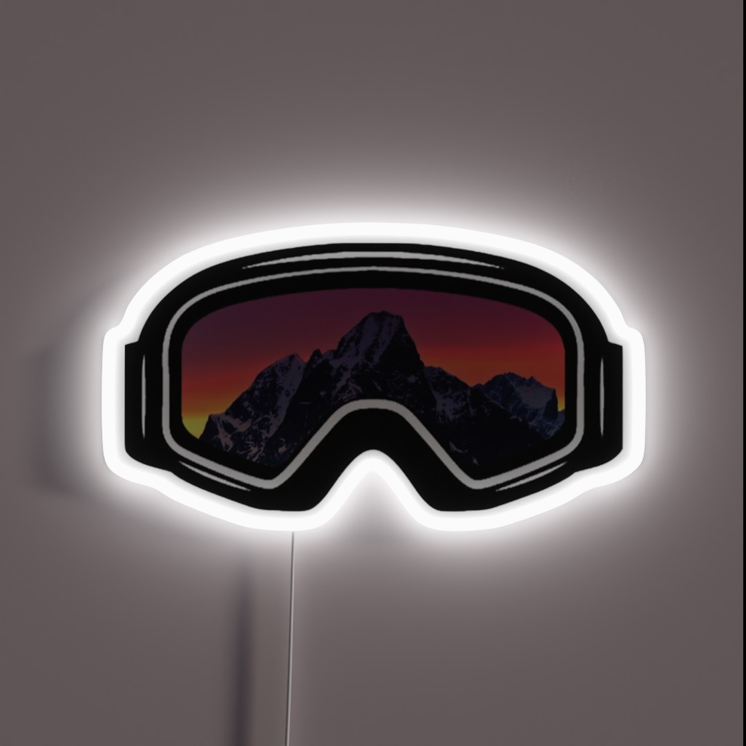 Ski Goggles Mountain Sunset Design RGB Neon Sign Ski Goggles Mountain Sunset Design RGB Neon Sign