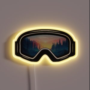 Ski Goggles Trees In The Sunset Design RGB Neon Sign
