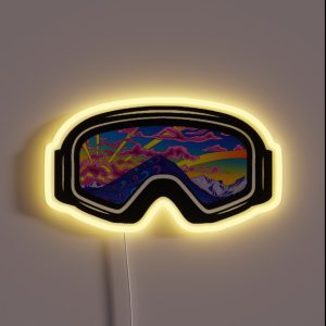 Ski Goggles Winter Trippy Mountains Design RGB Neon Sign