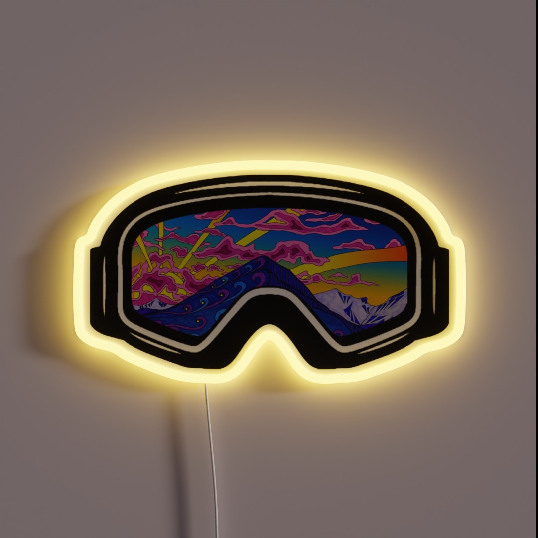 Ski Goggles Winter Trippy Mountains Design RGB Neon Sign Ski Goggles Winter Trippy Mountains Design RGB Neon Sign
