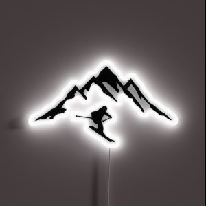 Ski Skier And Mountain RGB Neon Sign