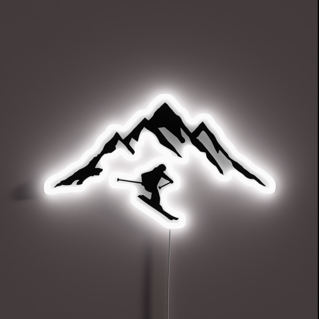 Ski Skier And Mountain RGB Neon Sign Ski Skier And Mountain RGB Neon Sign
