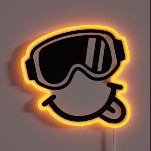Ski Smiley Face RGB Neon Sign