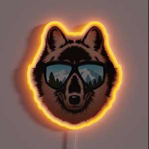 Ski Snowboard Dog Husky Wolf Wearing Ski Snowboard Goggles Winter Sports RGB Neon Sign