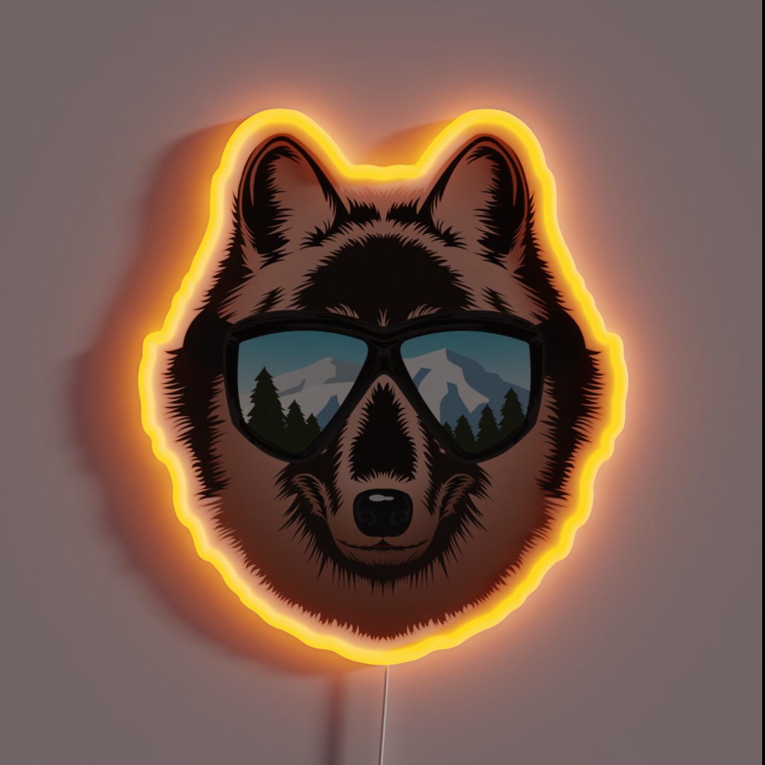 Ski Snowboard Dog Husky Wolf Wearing Ski RGB Neon Sign Ski Snowboard Dog Husky Wolf Wearing Ski RGB Neon Sign