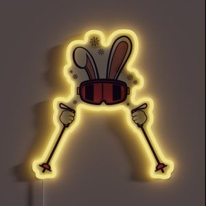 Skiing Rabbit With Ski Poles Ski RGB Neon Sign