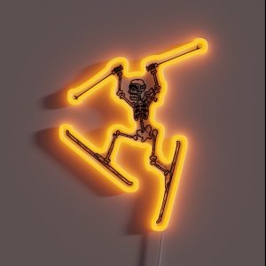 Skiing Skeleton RGB Neon Sign