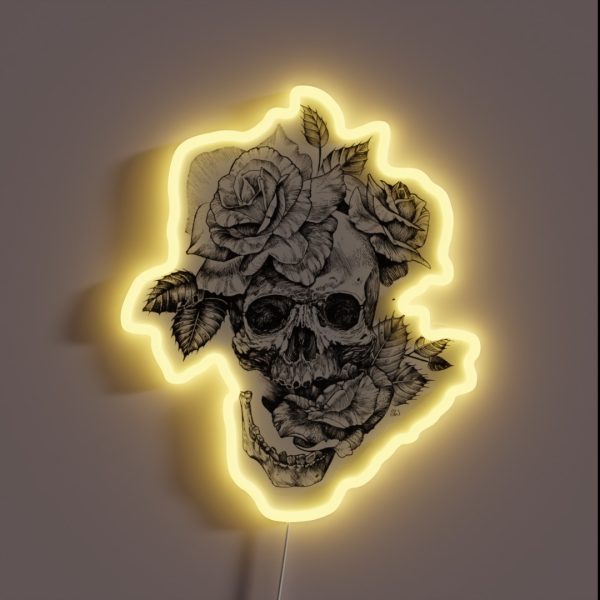 Skull And Roses RGB Neon Sign