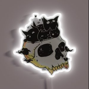 Skull Full Of Black Cat Kittens RGB Neon Sign