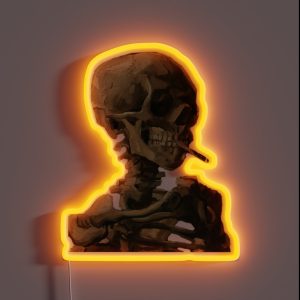 Skull Of A Skeleton With Burning Cigarette Vincent Van Gogh RGB Neon Sign