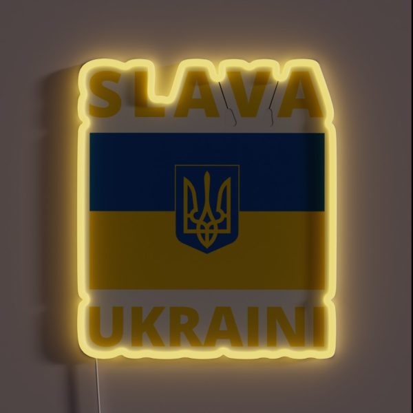 SLAVA UKRAINI GLORY TO UKRAINE SUPPORT RGB Neon Sign